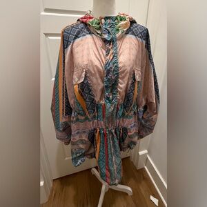 Johnny Was. Oversized Aztec Print Lightweight Windbreaker. Size Medium.